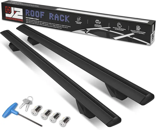 Vista 7 de J2 Engineering J2-RR-120-WH - Par de portaequipajes de aluminio de 49 pulgadas para rieles elevados con bordes en ángulo, universal, ajustable de 32