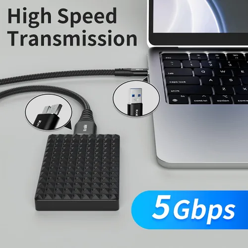 Vista 5 de Cable USB para disco duro de 1 pie (paquete de 2), cable USB A a Micro B 3.0, compatible con Western Digital WD My Passport, Toshiba, Seagate, SSD