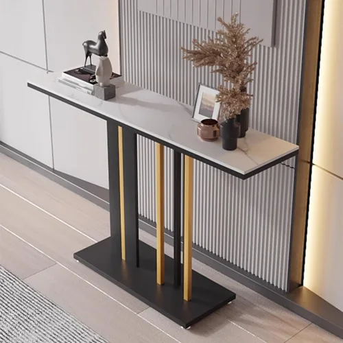 Vista 4 de GIZNXBA Mesa de consola moderna, mesa de sofá estrecha con patas de metal, mesa de entrada, sofá largo detrás del sofá, mesa para entrada, sala