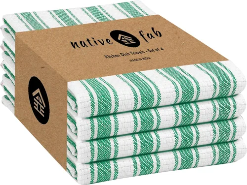 Vista 13 de Native Fab Toallas de Cocina de Algodón 100% Beige - 16x26 pulgadas - Juego de 12 - Toallas de Platos con Tejido de Canasta a Rayas para Limpiar