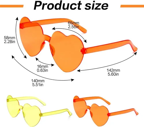 Vista 31 de Lentes de sol con forma de corazón, 2 pares de lentes de sol en forma de corazón, gafas de sol rave para mujeres, regalos de fiesta