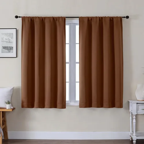 Vista 95 de Gwine Aqua Short Curtains 36 Inches Long - Small Half Window Kitchen Curtains Over Sink, Solid Blackout Curtain for Bathroom Basement Cabinet RV, 2