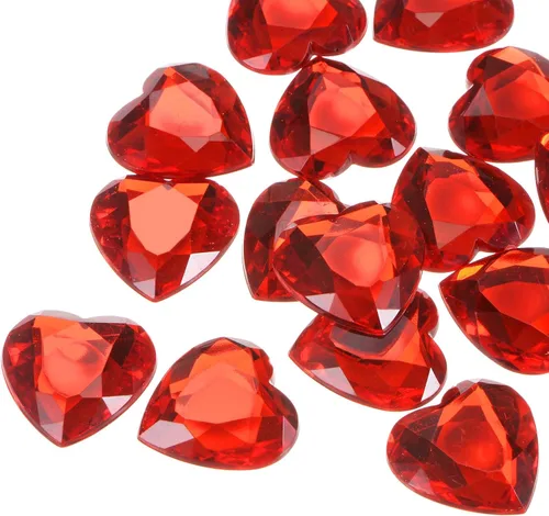 Vista 14 de MECCANIXITY 20 piezas de diamantes de imitación acrílicos de corazón de 0.787 pulgadas (0.787 in) con parte trasera plana, gemas de plástico