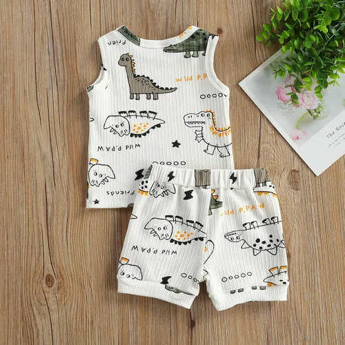 Vista 6 de CIYCUIT Conjunto de 2 piezas de ropa de verano para bebé, ropa de playa, sin mangas, pantalones cortos