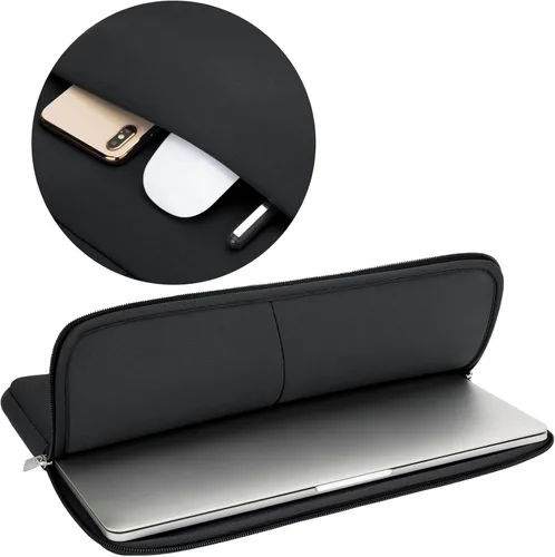 Vista 5 de RAINYEAR - Funda para laptop de 11 a 11.6 pulgadas con bolsillo y bolsa de accesorios, color negro Funda protectora acolchada con cremallera suave