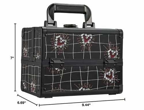 Vista 9 de Joligrace Estuche de maquillaje Organizador Caja de maquillaje Estuche de Rojo Negro