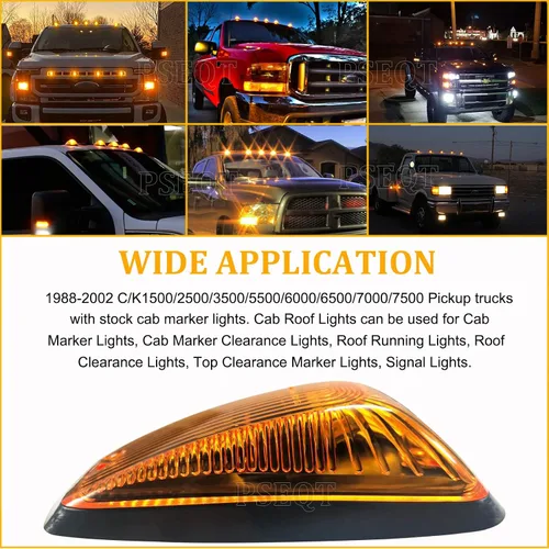 Vista 3 de PSEQT 5 luces LED de marcador de techo de cabina compatibles con luces de circulación de señal C/K 1988-2002 C/K 1500 2500 3500 5500 6000 6500 7000