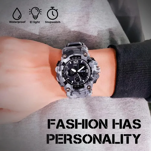 Vista 7 de BURK 1742 Men's Watches Multifunction Watch Men Sports Wristwatches Military Shockproof Fashion Digital Waterproof