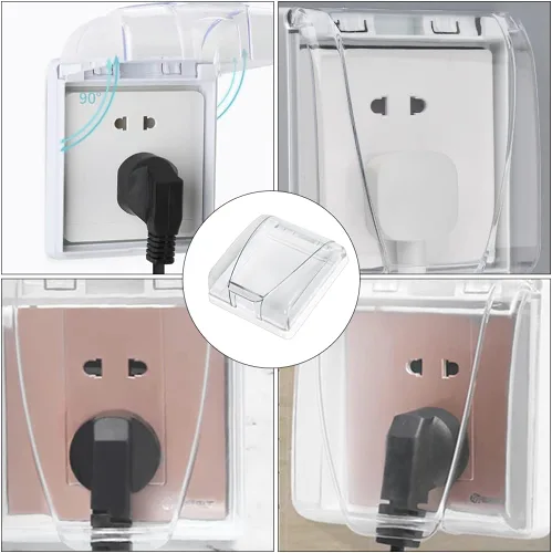 Vista 7 de 4 unids caja 86 cubierta de interruptor Conjoined Socket Case Protector de pared Socket Cover Socket Protective Case Wall Plug Covers Wall Cover