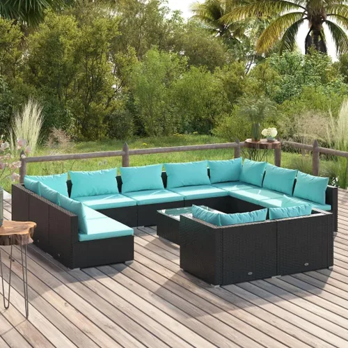 Vista 96 de Sofá de 3 plazas con cojines de ratán de poliéster marrón, juego de muebles de patio al aire libre con 3 sofás centrales para patio trasero, jardín