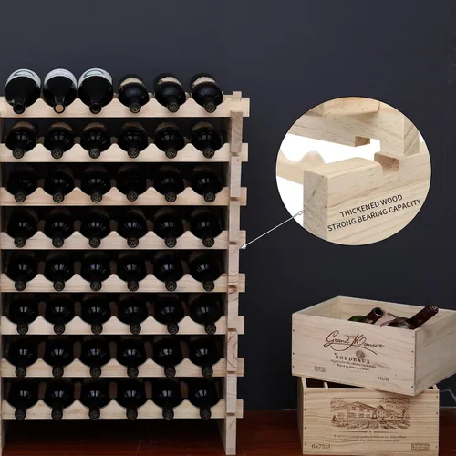 Vista 7 de Armario para vino independiente para piso, apilable, almacenamiento modular para encimera, soporte de vino de madera (100 botellas)