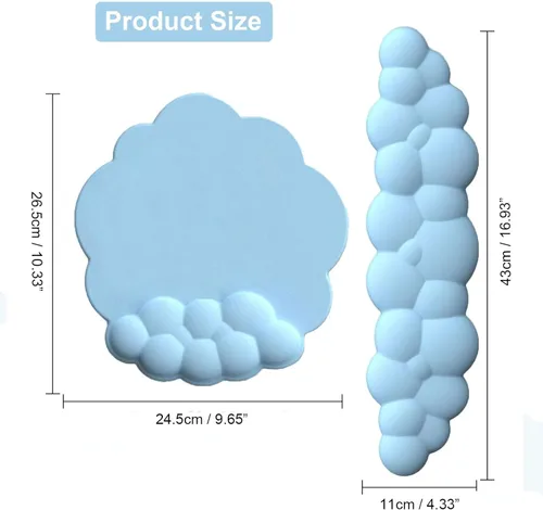 Vista 4 de Cloud - Reposamuñecas para teclado y alfombrilla para mouse con reposamuñecas con posavasos, ergonómico, lindo soporte para reposamuñecas de espuma