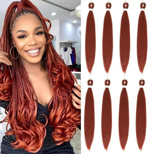 Vista 8 de Firstcyh Hair Cabello trenzado preestirado de 12 pulgadas, cabello trenzado 1B para mujeres negras, 8 paquetes de cabello trenzado bohemio