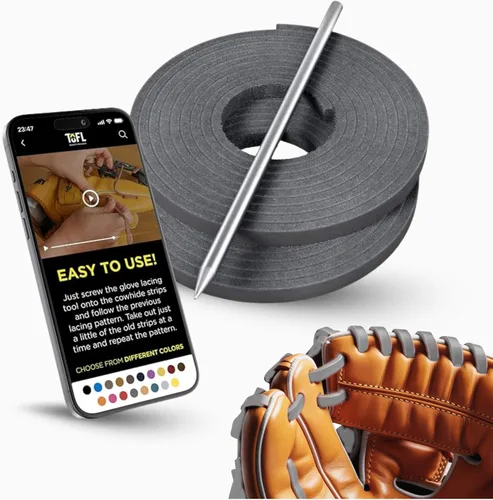 Vista 19 de TOFL Kit de encaje para guantes de sóftbol y béisbol Kit de reparación de cordones de guante de encaje 2 cordones de cuero con aguja de cordones