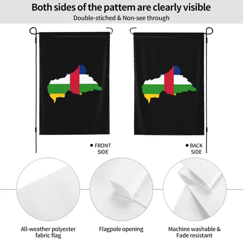 Vista 6 de Flag Map of the Central African Republic Garden Flag 28"x40" Inch Double Sided Garden Flags Home Lawn Outdoor Decor Flags Party Banner Welcome Flag