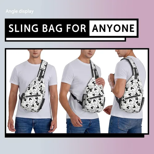 Vista 5 de BXXNOS Mochila bandolera de dibujos animados, mochila cruzada de viaje, senderismo, bolsa de pecho, mochila de día para mujeres y hombres, Clásico