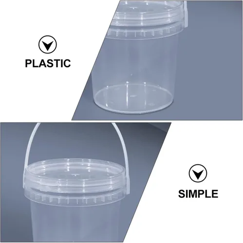 Vista 3 de UPKOCH 2 recipientes de plástico para almacenamiento de alimentos, cubo de helado de 32 onzas con tapa y asa, cubos de sopa transparentes