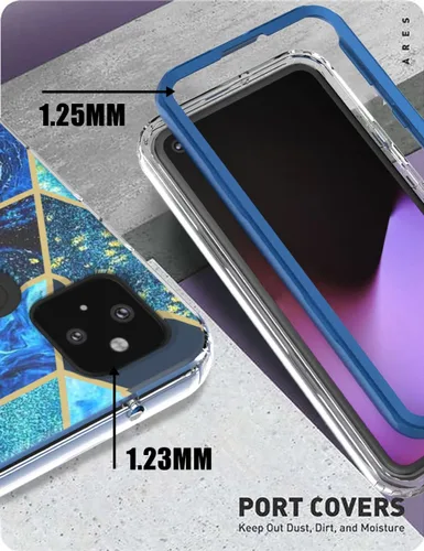 Vista 5 de Jeylly Funda para Google Pixel 5A (5G), diseño delgado de mármol, híbrido, absorción de impactos, TPU suave, policarbonato duro, con protector