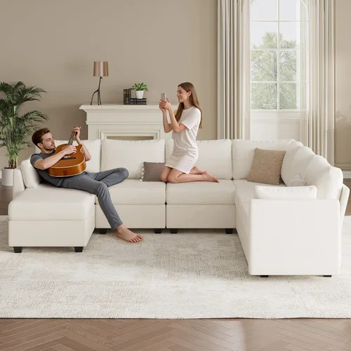 Vista 7 de Weture - Sofá modular seccional con almacenamiento, sofá seccional en forma de U para sala de estar, sofá seccional modular convertible