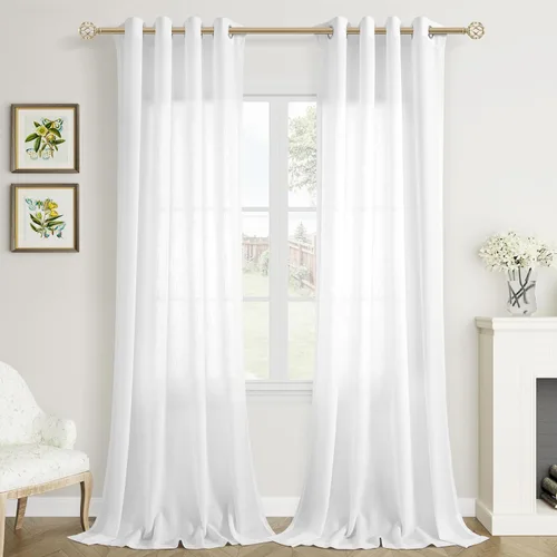 Vista 33 de Cortinas de lino negro para dormitorio y sala de estar de 84 pulgadas de largo, juego de 2 paneles, para habitación de niños, filtro de luz