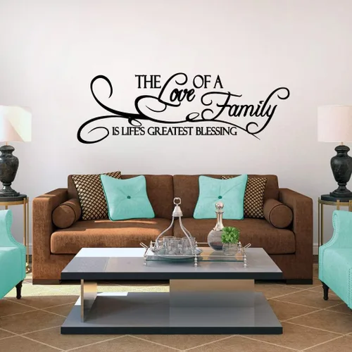 Vista 13 de Vinilo decorativo de pared The Love of A Family, pared de habitación familiar, sala de estar, cita de pared de la familia es la mayor bendición