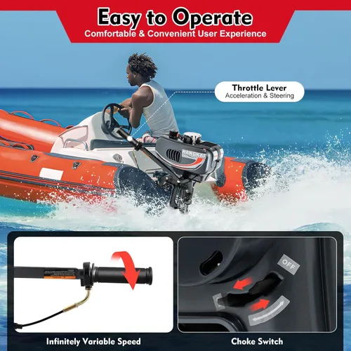 Vista 9 de Motor fuera de borda de 2 tiempos de 3.5 HP, motor fuera de borda resistente, motor de barco de pesca, CDI y sistema de refrigeración por agua