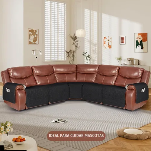 Vista 2 de VANSOFY Fundas Extra Grandes para Sofás Reclinables Seccionales, Fundas para Sofá Impermeables de 5 Piezas para Sofá Seccional en Forma de L, Funda