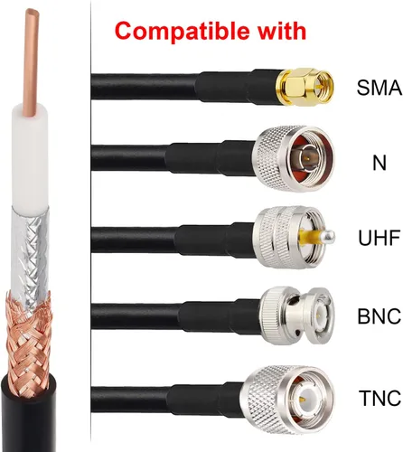 Vista 4 de MOOKEERF RG8X Cable coaxial de 30 pies, baja pérdida 50 ohmios RG 8X Cable 30 pies, Negro