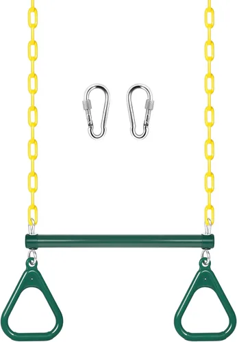 Vista 10 de LadyRosian Juego de columpios para trapecio de 17 pulgadas, anillos de gimnasio de 47 pulgadas, juego de columpios de cadena resistente, accesorios