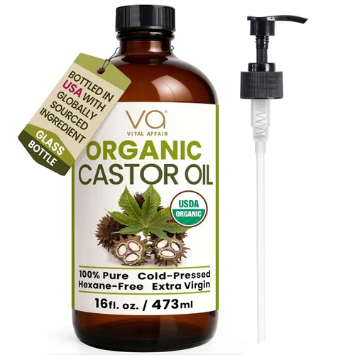 Vista 11 de VITAL AFFAIR Aceite orgánico de mezcla de ricino e incienso - 100% puro y natural, prensado en frío, sin refinar en botella de vidrio. Aceite