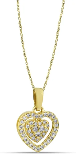 Vista 2 de 14 Carat Diamond Heart Halo Pendant Necklace for Women in 14k Gold on 18 Inch Chain H-I I1-I2 cttw Spring Ring by Belantina