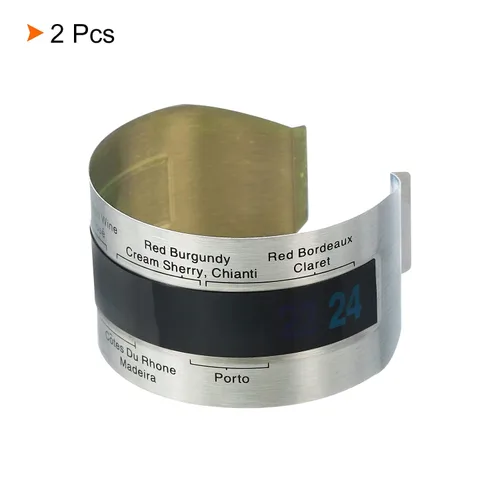 Vista 3 de PATIKIL Termómetro de botella de vino, 2 pulseras de temperatura de vino de acero inoxidable, pantalla digital de temperatura para fermentación