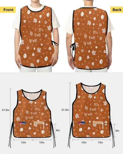 Vista 3 de Spring Flower Cobbler Aprons with 2 Pockets for Women Men, Modern Colorful Abstract Floral Plants