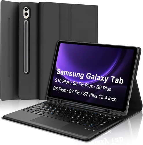 Vista 23 de Funda de teclado para Samsung Galaxy Tab S7 FE (5G)/S8 Plus/S7 Plus de 12.4 pulgadas Teclado Bluetooth magnético desmontable Funda protectora