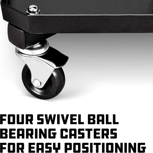 Vista 3 de Powerbuilt - Asiento rodante, taburete de garaje con altura ajustable y bandeja para herramientas, suave y acolchado para reparación de automóviles