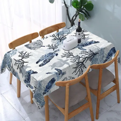 Vista 10 de Mantel rectangular moderno con diseño de arte fluido, naranja, azul, degradado, poliéster, impermeable, reutilizable, patrón abstracto de ondas