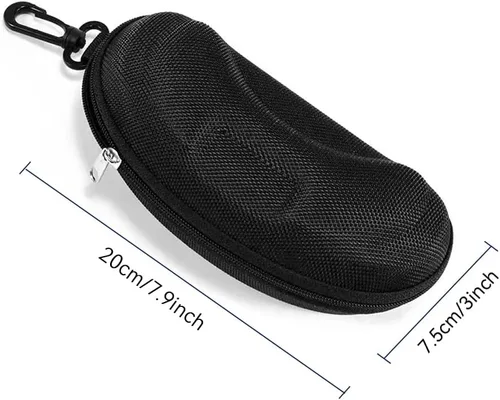 Vista 2 de Yamrots 2 piezas de cremallera dura gafas de sol Casos portátiles de viaje con gancho de plástico
