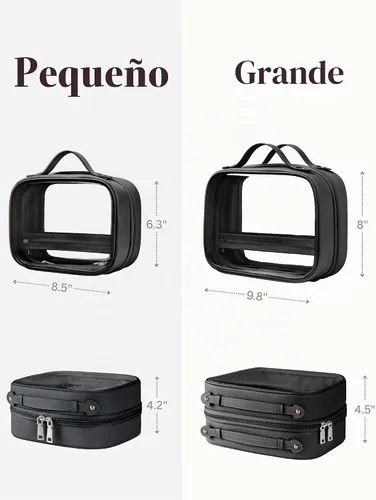 Vista 4 de Bolsa de Cosméticos Transparente de Doble Capa Bolsa de Artículos de Tocador de Viaje Bolsa de Maquillaje Transparente Estuche con 4 Compartimentos