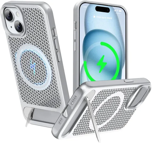 Vista 49 de Funda magnética de disipación de calor para iPhone 13 Pro Max, para MagSafe, protección contra caídas Coolingf, funda con función atril ajustable
