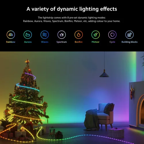 Vista 4 de Xiaomi Tira de luz inteligente (6.6 pies), compatible con Alexa, Google Assistant, aplicación Apple Homekit Home, compatible con WiFi