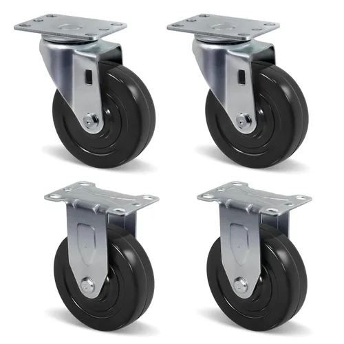 Vista 14 de Juego de 4 ruedas giratorias de 3 pulgadas, ruedas giratorias resistentes, ruedas de goma dura para muebles de camión de plataforma, carrito móvil