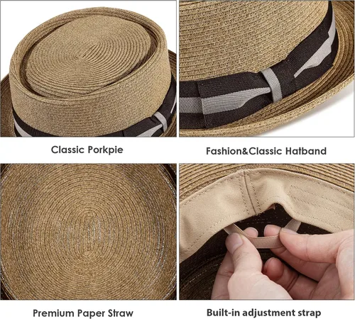 Vista 3 de Sombreros de verano para hombres y mujeres con banda de grogrén