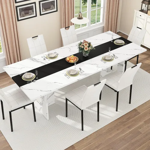 Vista 8 de Squireewo 70IN- Mesa de comedor para 6 personas, impermeable, gruesa