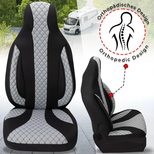 Vista 9 de Bremer SITZBEZÜGE Motorhome Seat Covers Ford Transit Custom Vanestro Atlantic Titanium WPL401 WPL401 - Black/Grey