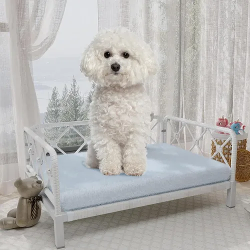 Vista 10 de Camas elevadas impermeables para perros con soporte de espuma para huevos, cama para mascotas, sofá cama para perros al aire libre, sofá cama Marrón