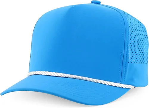 Vista 13 de Trendy Apparel Shop Tapa trasera de malla perforada híbrida de cuerda de perfil alto de 5 paneles Blanco Negro