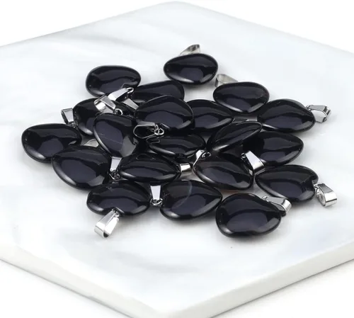 Vista 4 de LE SKY 20 piezas de dijes de piedra natural en forma de corazón, dijes de piedra curativa para hacer joyas