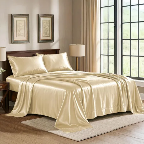 Vista 39 de Pure Bedding Sábanas de satén de lujo para cama individual de hotel, juego de sábanas de microfibra extra suave de 1800, resistente a las arrugas, a