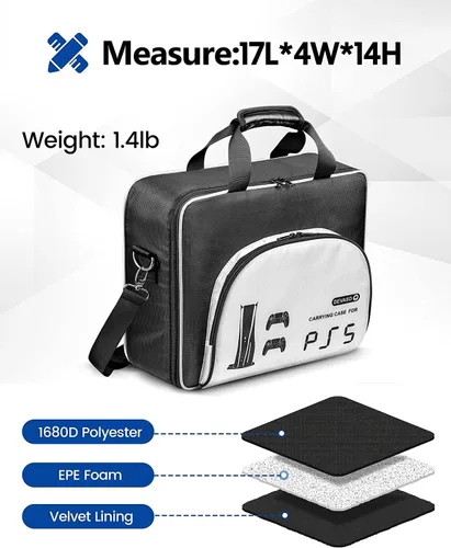 Vista 6 de DEVASO PS5 Carrying Case, Travel Case for Playstation 5 Console and PS5 DiskDigital Edition, Large Capacity Storage Bag for