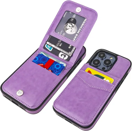 Vista 16 de KIHUWEY Compatible con iPhone 14 Pro Funda Cartera con Tapa con Soporte para Tarjetas de Crédito, Cuero Premium con Cierre Magnético, Función Atril